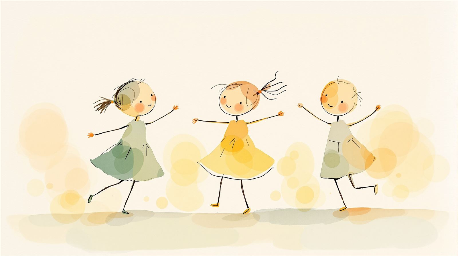 Illustration: Kinder tanzen fröhlich und selbstständig